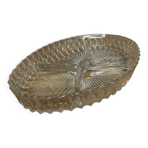 Plateau Apritif Vintage En Cristal  Motif Gomtrique Transparent