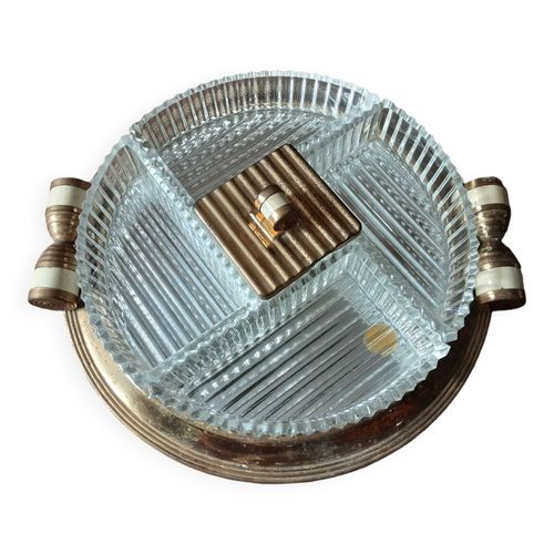 Plat Service Aperitif Vintage Oxydor Dore