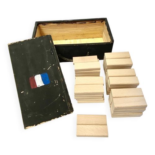 Ancien Jeu De Construction En Bois Dans Sa Mallette De Transport 52 Pices Bois