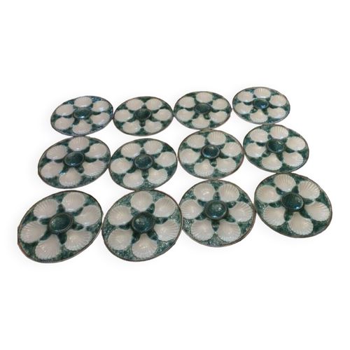 Assiettes  Huitres  Plat Vendu En Lot Vert