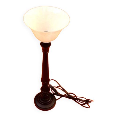 Lampe  Poser   Cloche Abat Jour  Tulipe Verre Granit Noir