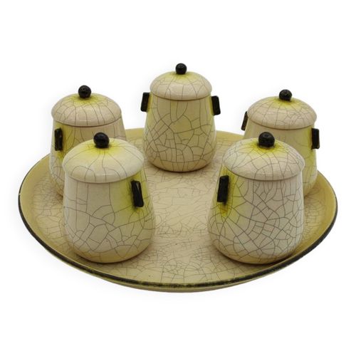 5 Pots Et Plateau Cramique Jean Maubrou Puisaye Multicolore