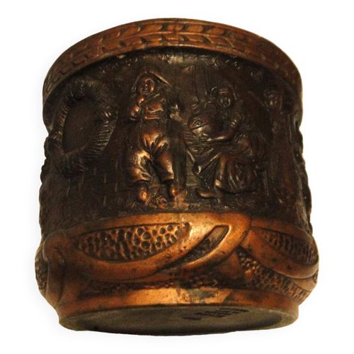 Ancienne Jardinire Cache Pot Bretby Clanta N2410 H Poterie Personnages Relief Bois