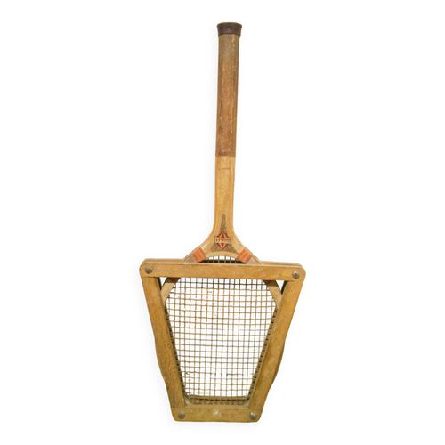 Raquette ancienne en bois avec cadre bois