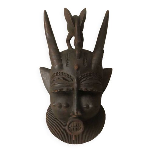 Masque de dcoration tribal sculpture art africain ethnique marron