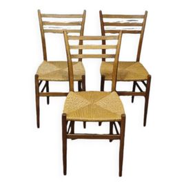 3 Chaises Vintages Bois Et Cordes 1960 Bois