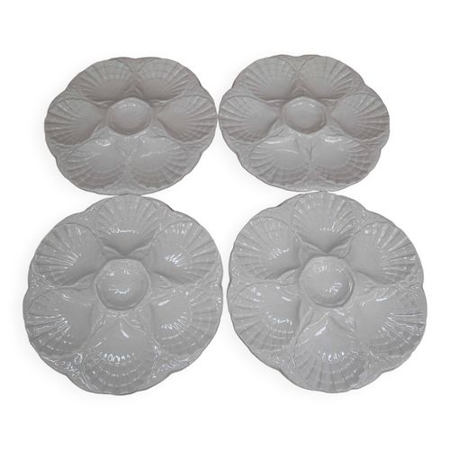 4 Assiettes  Hutres Blanc Cass Vintage Sarreguemines 60aposs Blanc