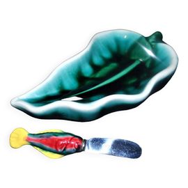 Vallauris Ravier Beurrier Et Couteau Poisson Vintage En Cramique Color 196070 Multicolore