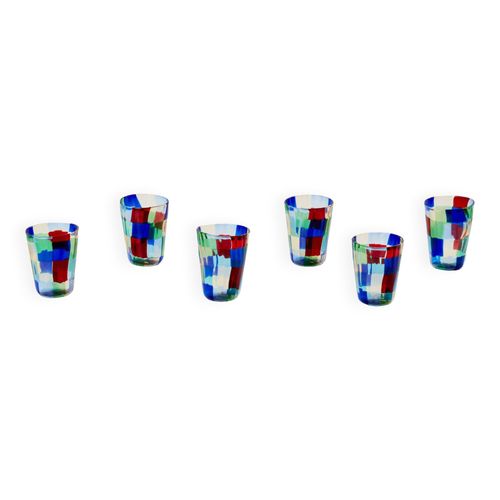Set De 6 Gobelets Italiens En Verre De Murano Vers 1980 Murano Multicolore