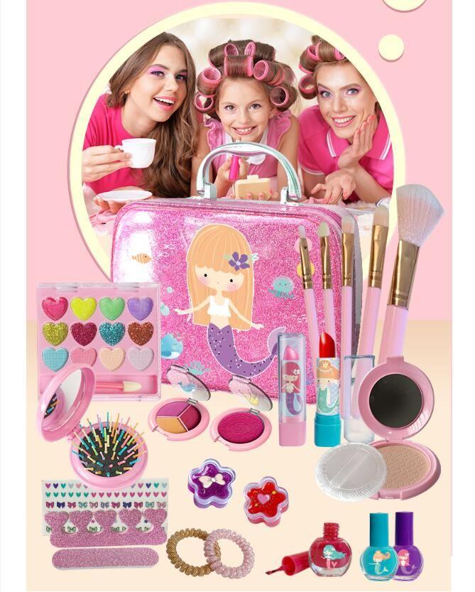 Maquillage Enfant Jouet Fille, Lavable Petite Fille avec Malette Make Up  Set Cadeau de Anniversaire Jouet pour Fille 3 4 5 6 7 8 Ans