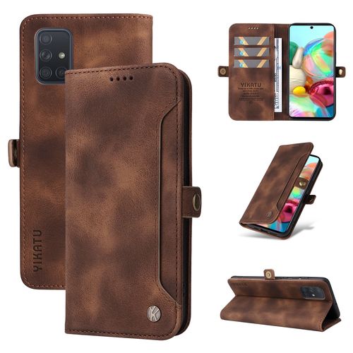 Coque Samsung Galaxy A71 4g,Etui A Rabat Pour Samsung Galaxy A71 4g,Etui Portefeuille 4 Emplacements Pour Cartes,1 Money Pocket,Coque Pour Samsung Galaxy A71 4g,Marron