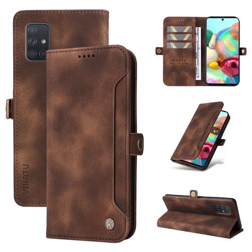 Coque Samsung Galaxy A71 5g,Etui A Rabat Pour Samsung Galaxy A71 5g,Etui Portefeuille 4 Emplacements Pour Cartes,1 Money Pocket,Coque Pour Samsung Galaxy A71 5g,Marron