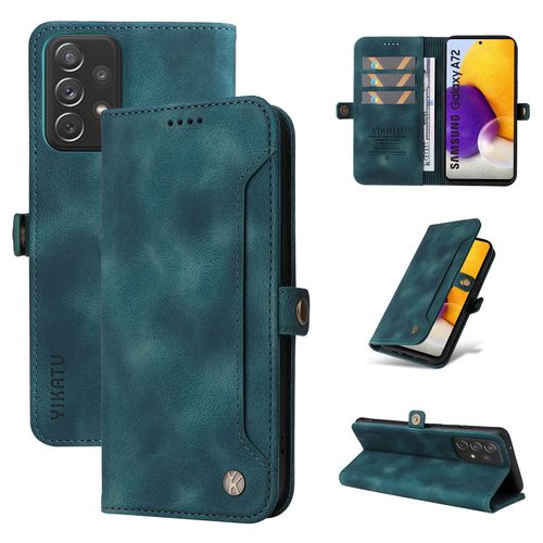 Coque Samsung Galaxy A72 4g,Etui A Rabat Pour Samsung Galaxy A72 4g,Etui Portefeuille 4 Emplacements Pour Cartes,1 Money Pocket,Coque Pour Samsung Galaxy A72 4g,Bleu