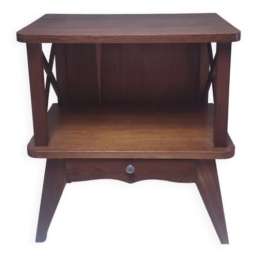 Table De Chevet Croisillons Bois Vintage Bois