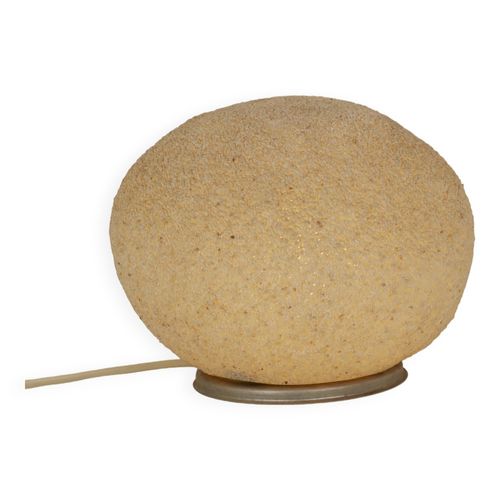 Petite Lampe Rocher Galet En Fibre De Verre Dlg Cazenave Circa 1970 Beige