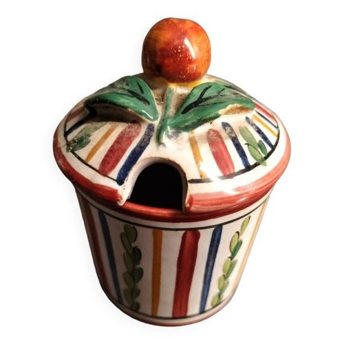 Petit Pot  Moutarde Sign Ara En Cramique Rouge