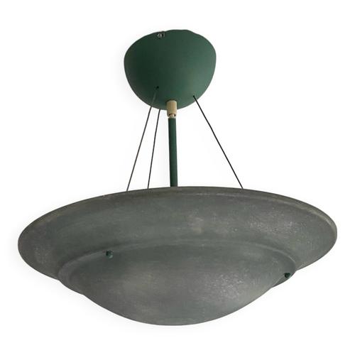 Grand Luminaire Lustra Suspension Vintage Grande Vasque Verte Translucide Sce Made In France Vert