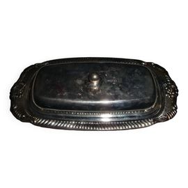 Beurrier En Mal Argent Couvercle Dcor Gris
