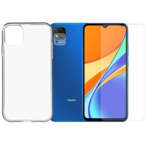 Protection Intégrale Verre Trempé Pour Xiaomi Redmi 9c + Verre Trempé Caméra Arrière+Coque Souple Silicone Transparente -Visiodirect