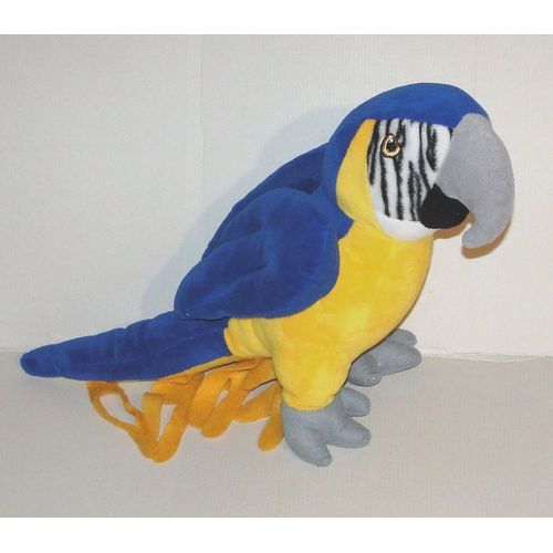 Peluche Perroquet Bleu Jaune - Doudou Perroquet Double Zoo
