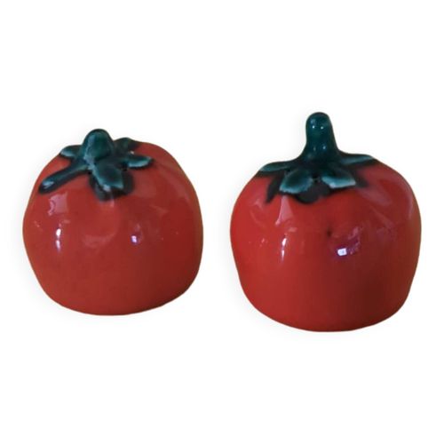 Salire Et Poivrire Tomate En Barbotine Vintage Rouge