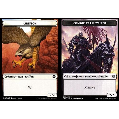 Token - Griffon / Zombie Et Chevalier - Magic - Deck Commander Dominaria Uni - Recto/Verso 1-5