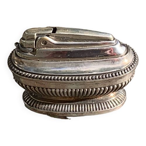 Briquet de table rechargeable en metal argente estampille ronson en forme de navette vintage 1960 argent