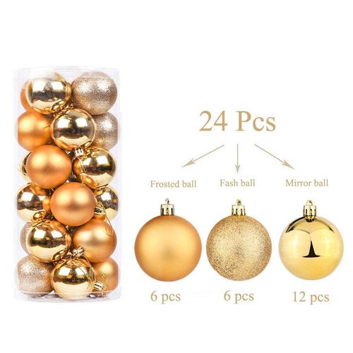 Boules De Noël Exclusives Boules D'arbre De Noël Set Avec 24 Pièces Couleur Or