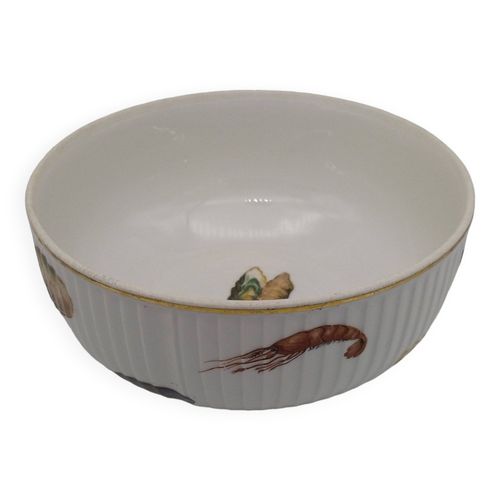 Petit Saladier En Porcelaine Lf  Dcor De Fruit De Mer  Blanc