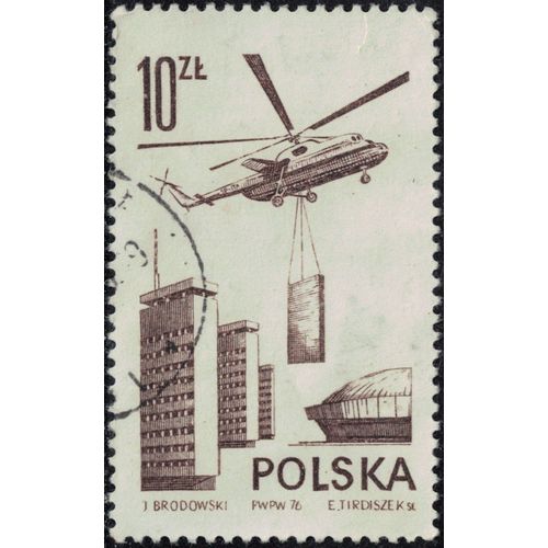 Pologne 1976 Oblitéré Used Mil Mi-6 Hélicoptère De Transport Lourd Y&t Pl Pa56 Su