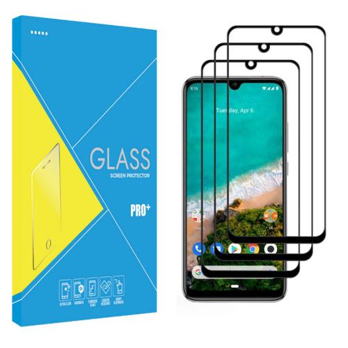 Verre Trempe Pour Xiaomi Mi A3 [Pack 3] Film Transparent Integral Bord Noir Vitre Protection Ecran [Phonillico©]