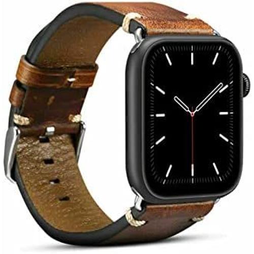 Bracelet cuir Bracelet cuir pour Apple Watch Ultra, SE, 8, 7, 6, 5, 4, 3,  2, 1 (49, 45, 44, 42 mm) bracelet marron foncé - ✓
