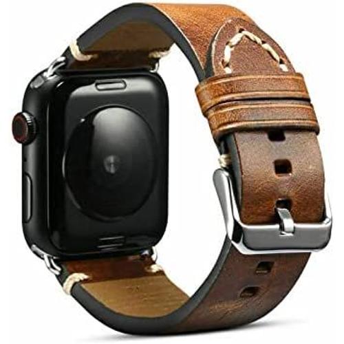 Bracelet Apple Watch Compatible - By Qubix Bracelet cuir - Marron -  Convient pour