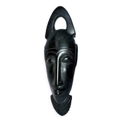Masque africaine en bois daposbne  sculpture tte barbue afrique ethnique 205 x 65 noir