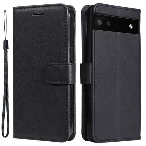 Housse Pour Google Pixel 6a 5g - Etui Coque Pochette Portefeuille + Verre Trempe - Noir