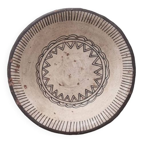 Ancien Saladier En Poterie Du Rif Marron