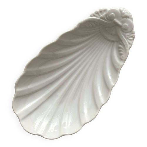 Ravier Petit Plat Coquillage En Porcelaine Ancienne Blanc