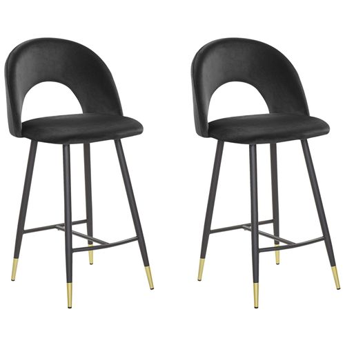 Tabouret De Bar Set De 2 Velours Noir Falton