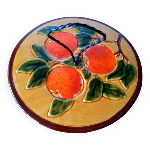 Plateau  Fromage Vallauris Thme Oranges Anne 1970 Multicolore