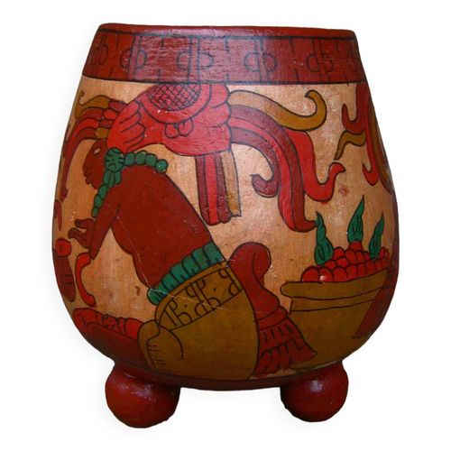 Vase Jardinire En Bois Peint Multicolore