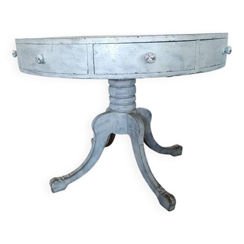 Table Ronde  Tiroirs En Bois Effet  Crus Blanc Blanc