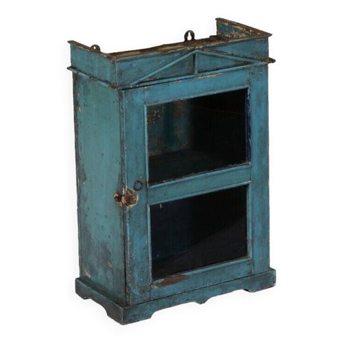 Vitrine Bleu Ancienne Bois Vieux Teck Piece Et Patine Daposorigine Inde Bleu