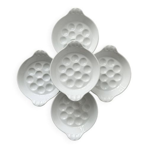 Assiettes  Plats  Escargots En Porcelaine Du Reussy Blanc