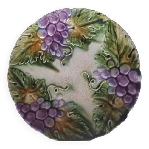 Assiette Barbotine Ancienne Multicolore