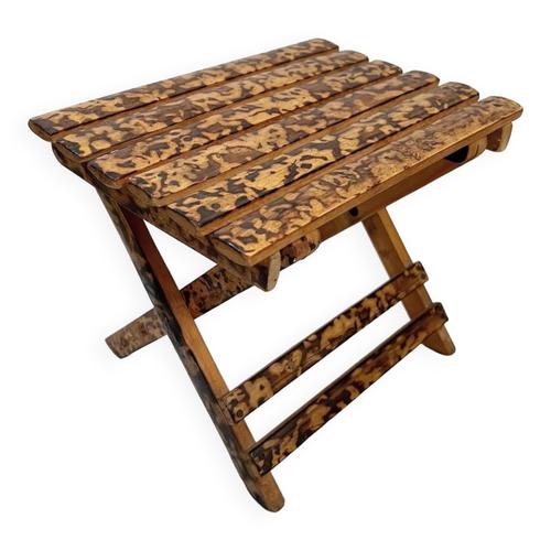 Petit Tabouret Pliant En Bois Exotique Bois