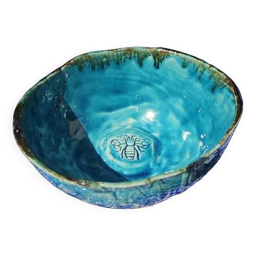 Saladier En Cramique Fait Main Bleu Oriental Bleu