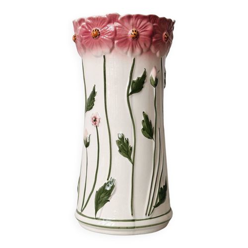 Porteparapluies fleurs en barbotine multicolore