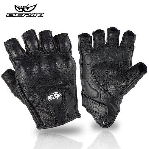 Couleur Noir Taille Xxxl Gants De Moto D'été Sans Doigts Pour Hommes Et Femmes, Demi-Doigt En Cuir, Gants De Course De Motocross Pour Harley Bmw Vespa