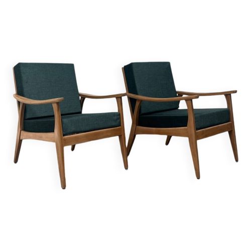 Paire De Fauteuils Scandinaves Rnovs Vert