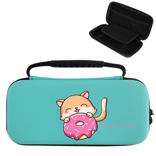 Etui Pochette Switch Lite Bleu + Verre Chat Donut